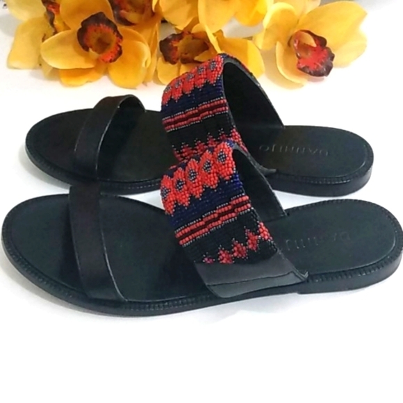 DANNIJO BLACK LEATHER NELLA BEADED SANDALS 8.5 - Picture 5 of 13